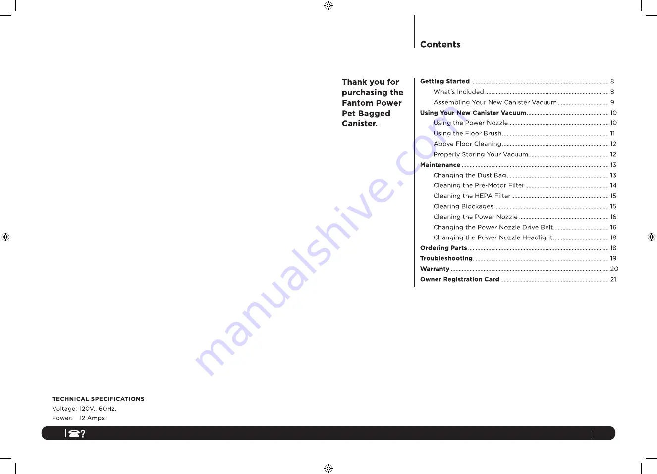 Fantom POWER PET BAGGED CANISTER FM765MC 31 User Manual Download Page 4