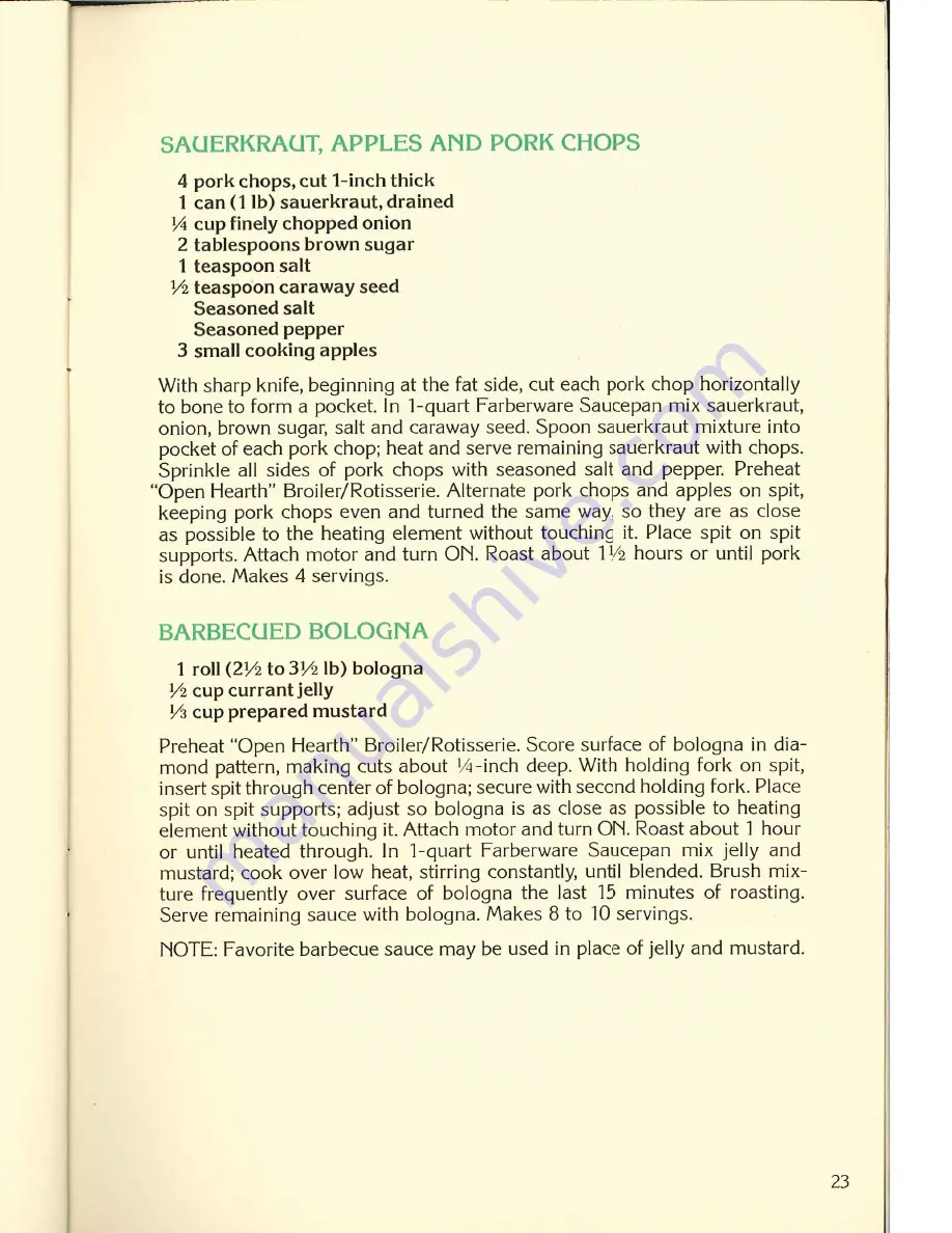 Farberware Open Hearth 455A Use And Recipe Manual Download Page 22