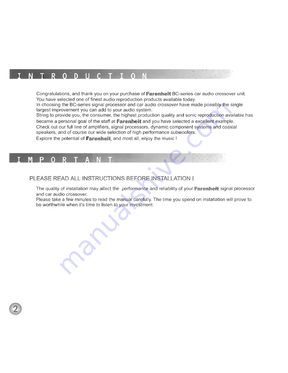 Farenheit BC-2X Operating Instructions Manual Download Page 3