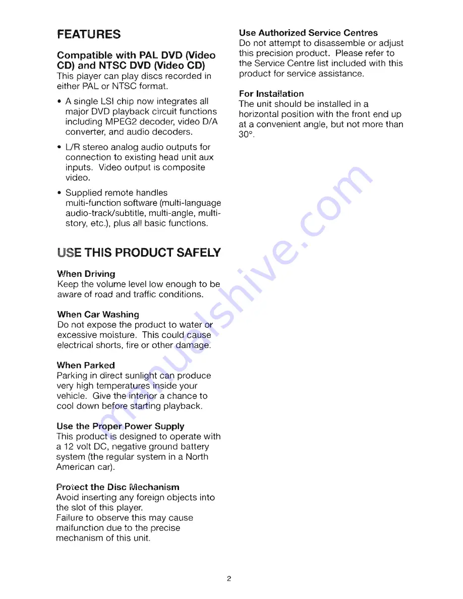 Farenheit DVD 35 Owner'S Manual Download Page 2