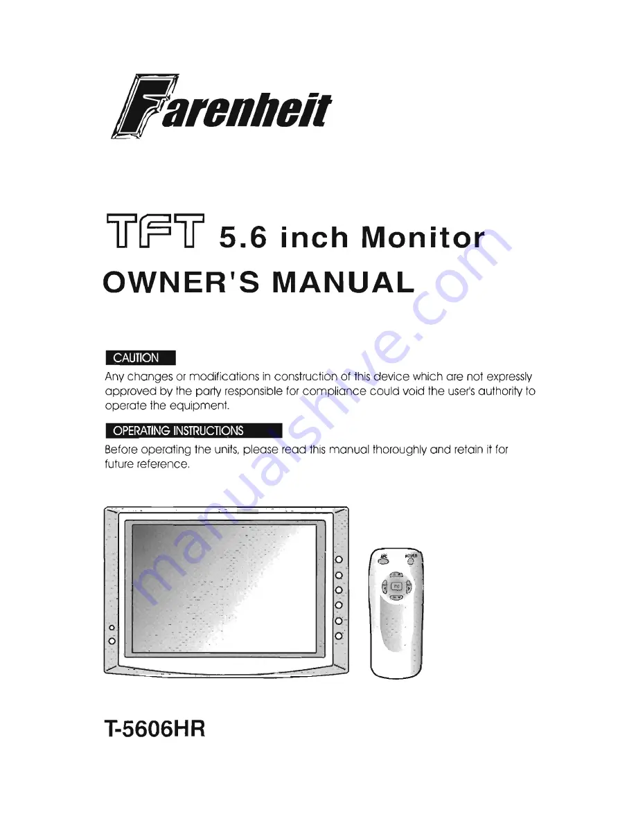 Farenheit T-5606HR Owner'S Manual Download Page 1