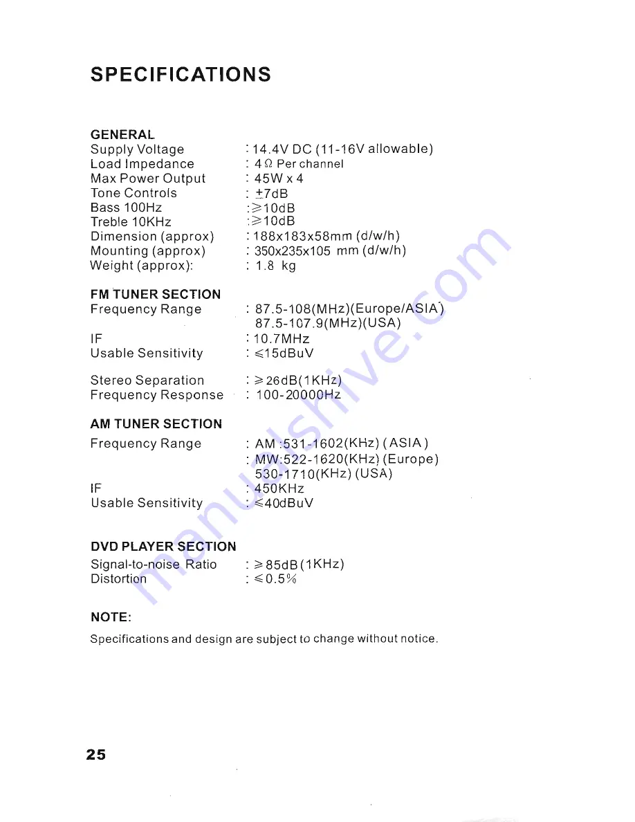 Farenheit TID-400 Owner'S Manual Download Page 26