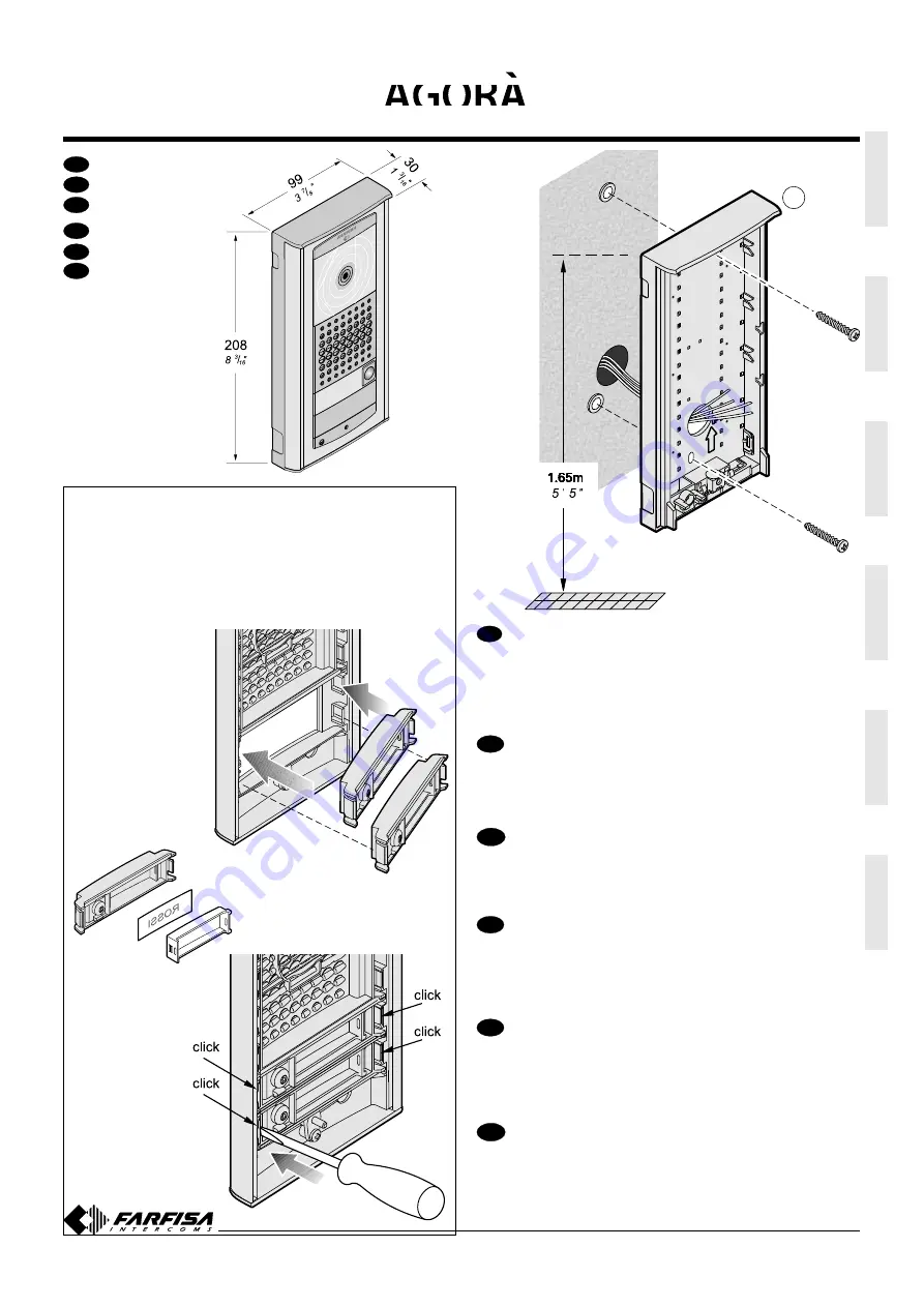 FARFISA INTERCOMS AGORA AG42CDUO Скачать руководство пользователя страница 7