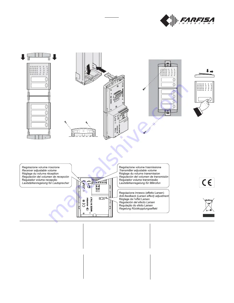 FARFISA INTERCOMS PL10PED Manual Download Page 1