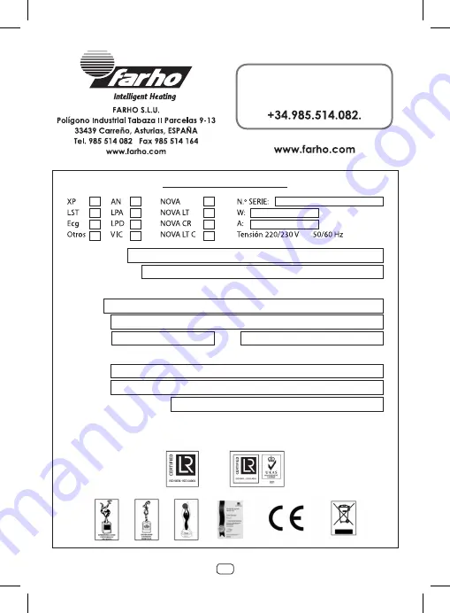 Farho XP-3 Fitting And Operating Instructions Download Page 16