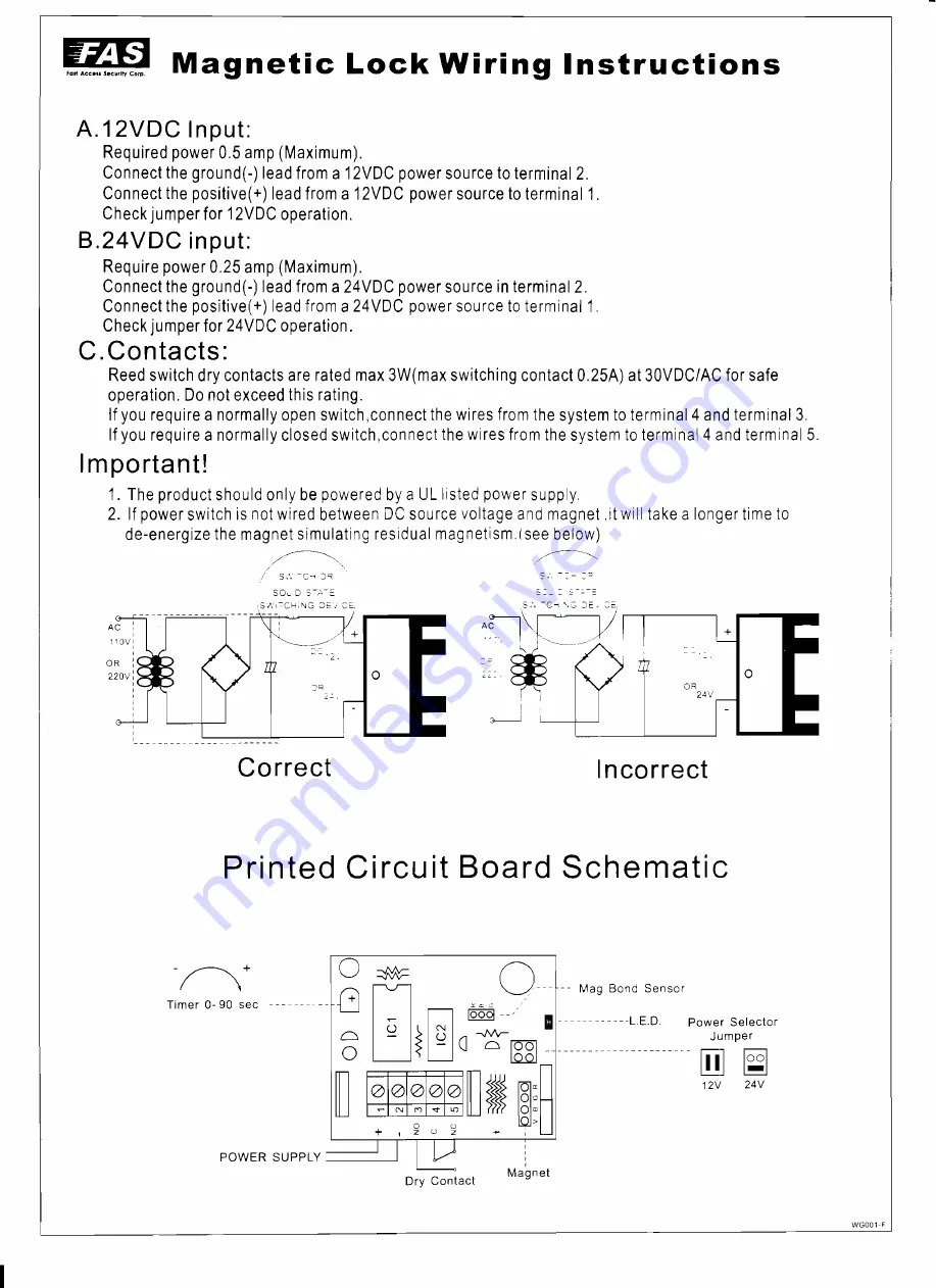 FAS DS Series Wiring Instructions Download Page 1