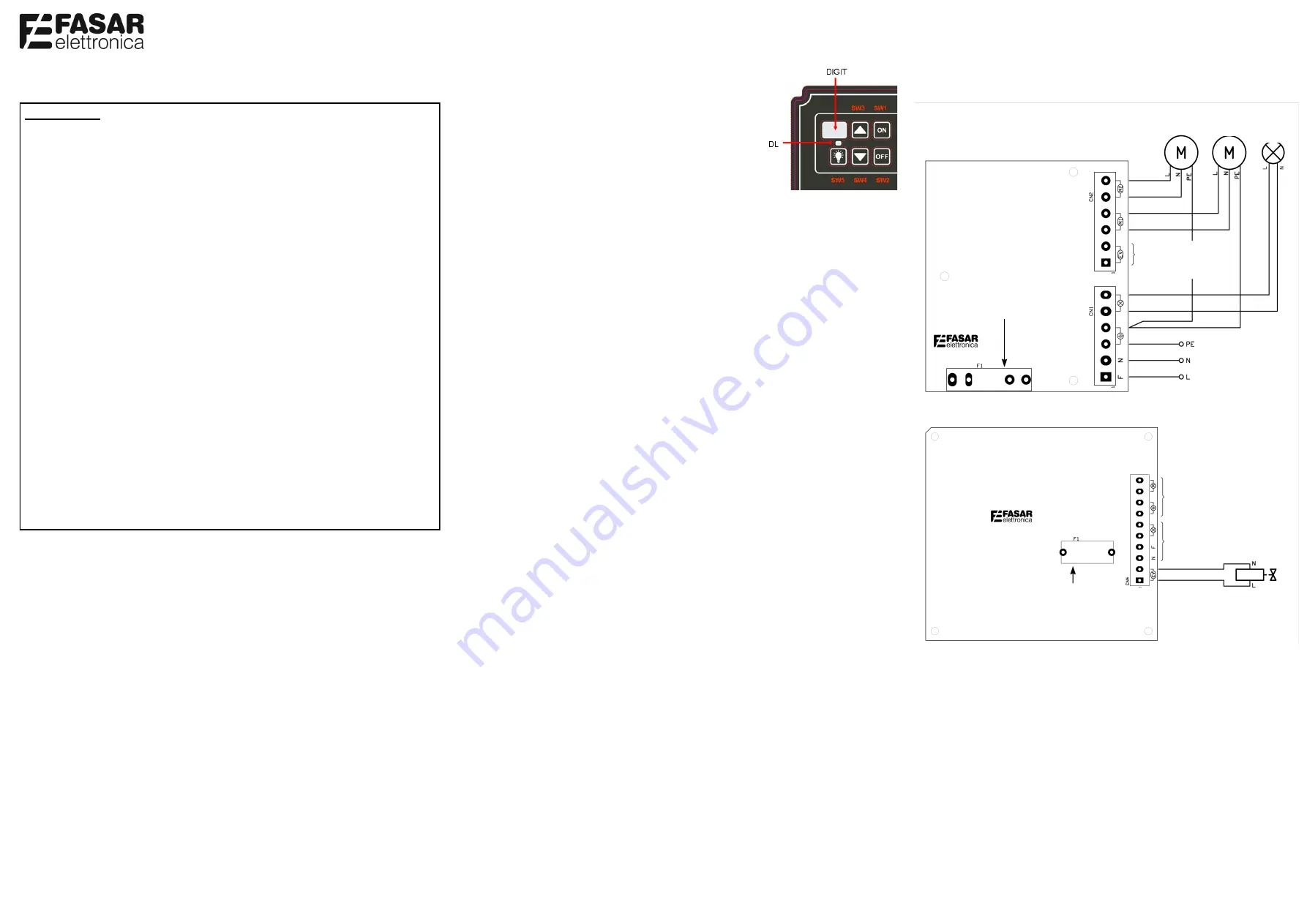 FASAR ELETTRONICA FE1023 Quick Start Manual Download Page 2