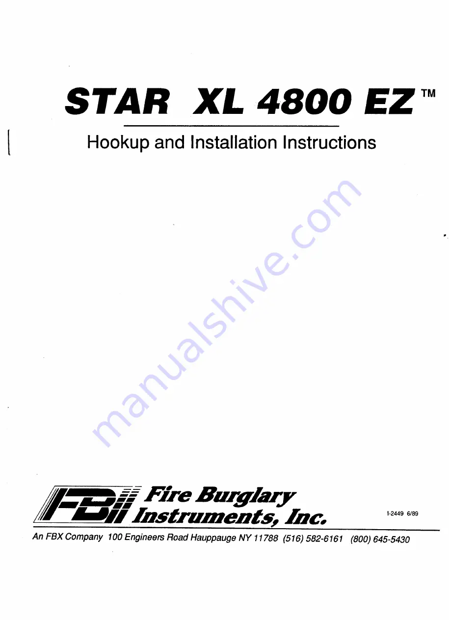 FBII Star XL4800EZ Hookup And Installation Instructions Download Page 1