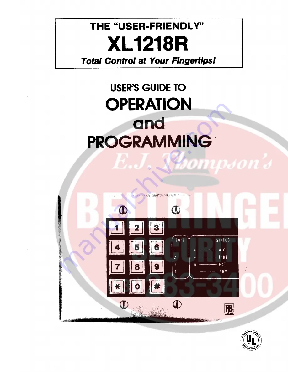 FBII XL-1218R User'S Manual To Operation And Programming Download Page 1