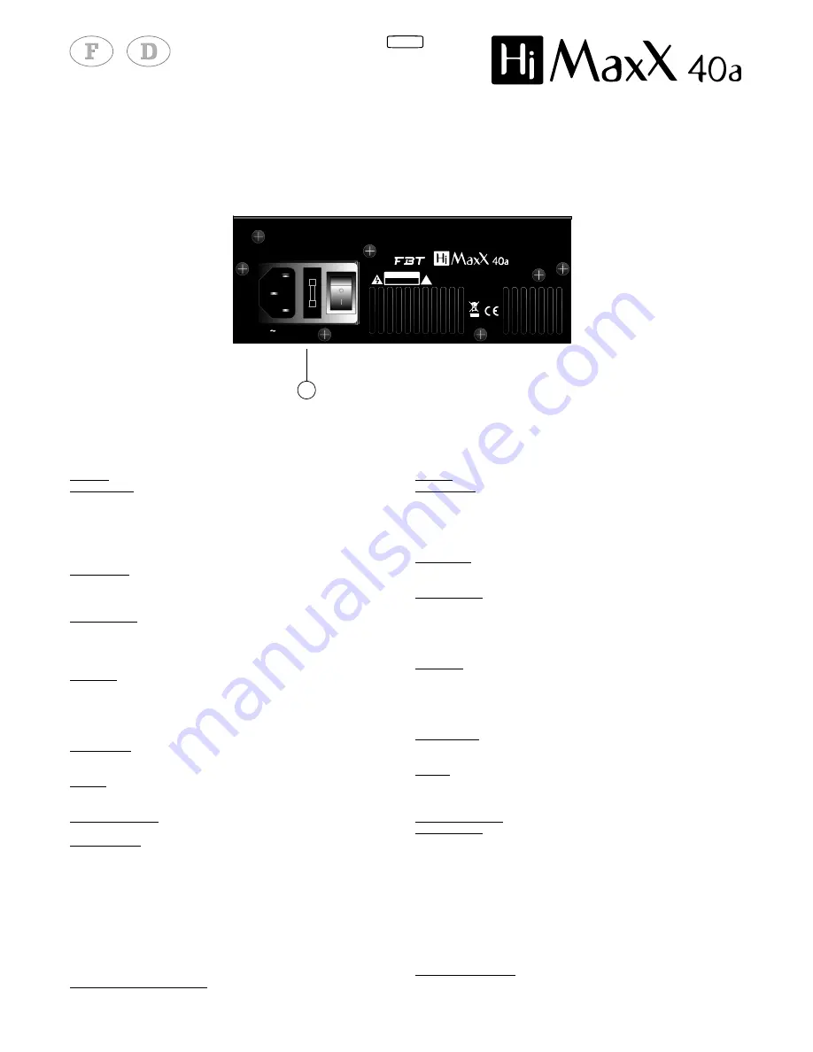 Fbt HiMaxx40A Operating Manual Download Page 9