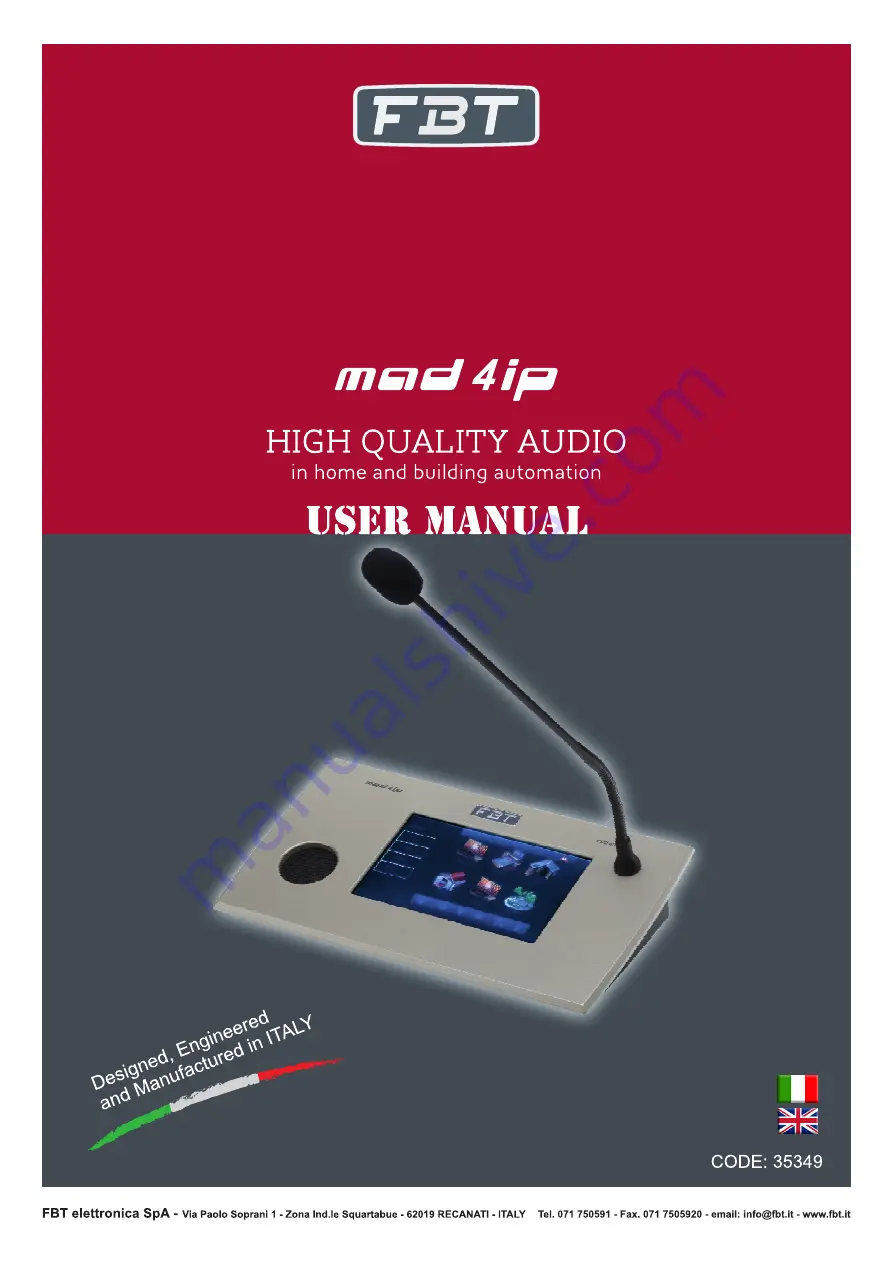 Fbt MAD4 IP User Manual Download Page 1