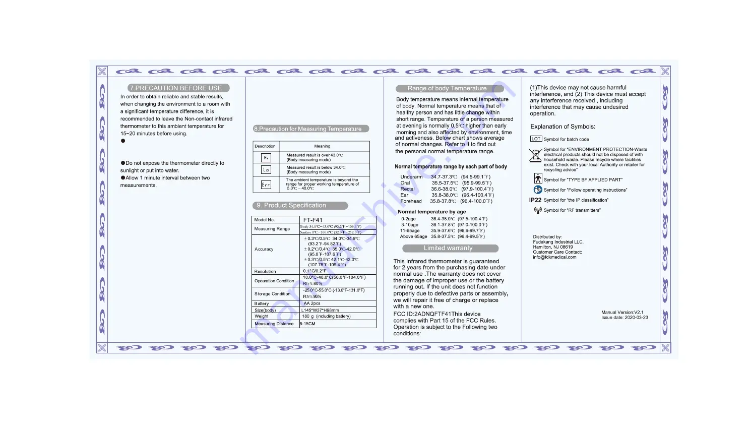 FDK FT-F41 User Manual Download Page 2