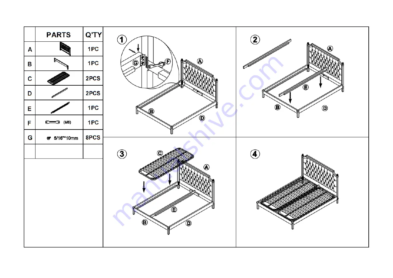 feather&black Loire Bed Assembly Instructions Download Page 2