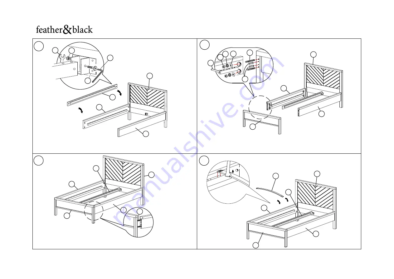 feather&black Maya Parquet King Bed Assembly Instructions Download Page 3