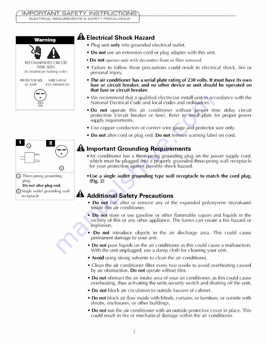 Fedders 23-11-2120N-003 Installation & Operation Manual Download Page 2