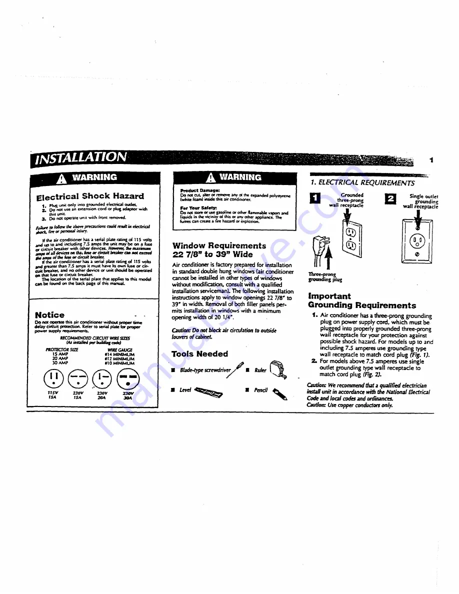 Fedders 23-23-0262N-005 s Installation & Operation Manual Download Page 3