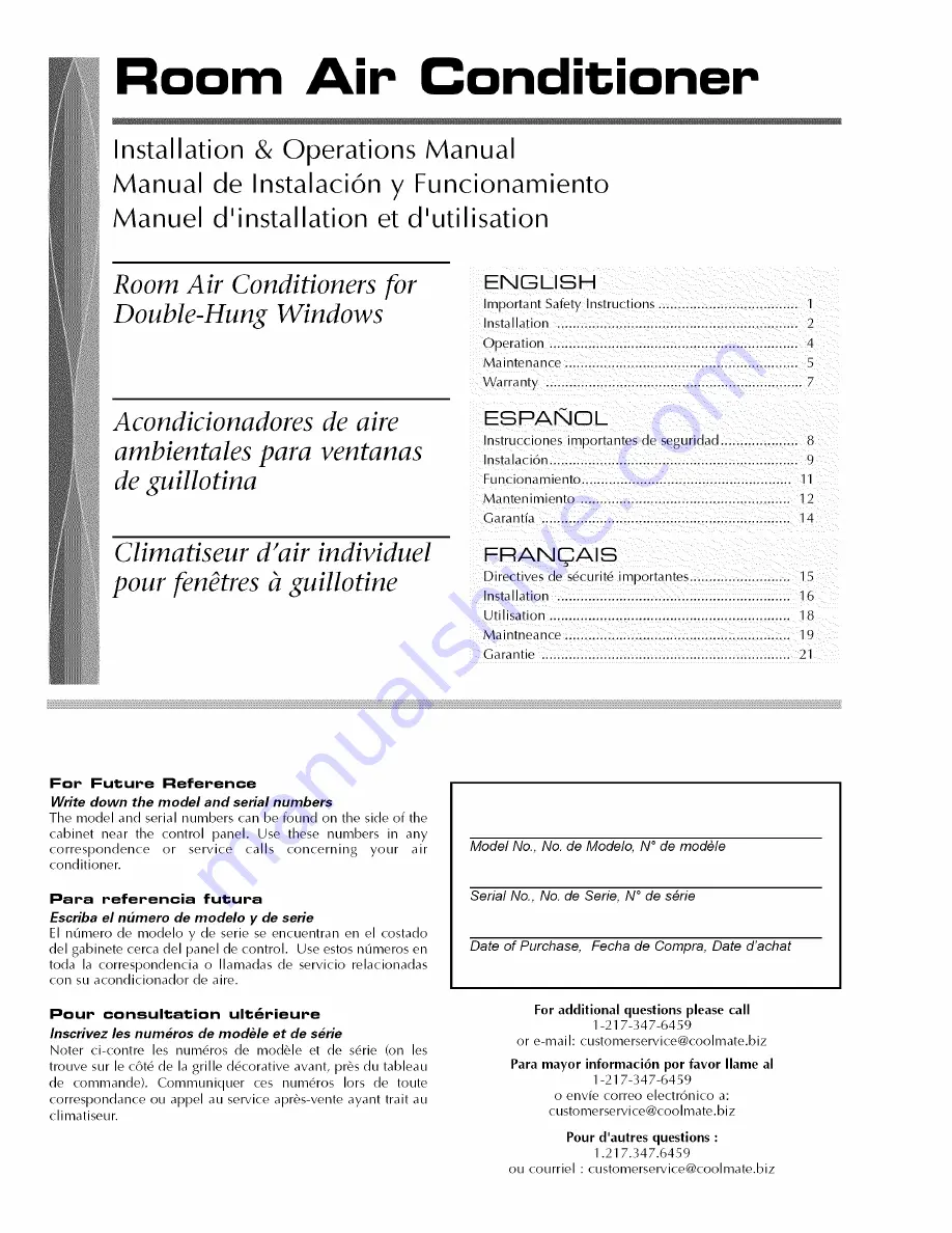 Fedders 23-23-0335N-007 s Installation & Operation Manual Download Page 1