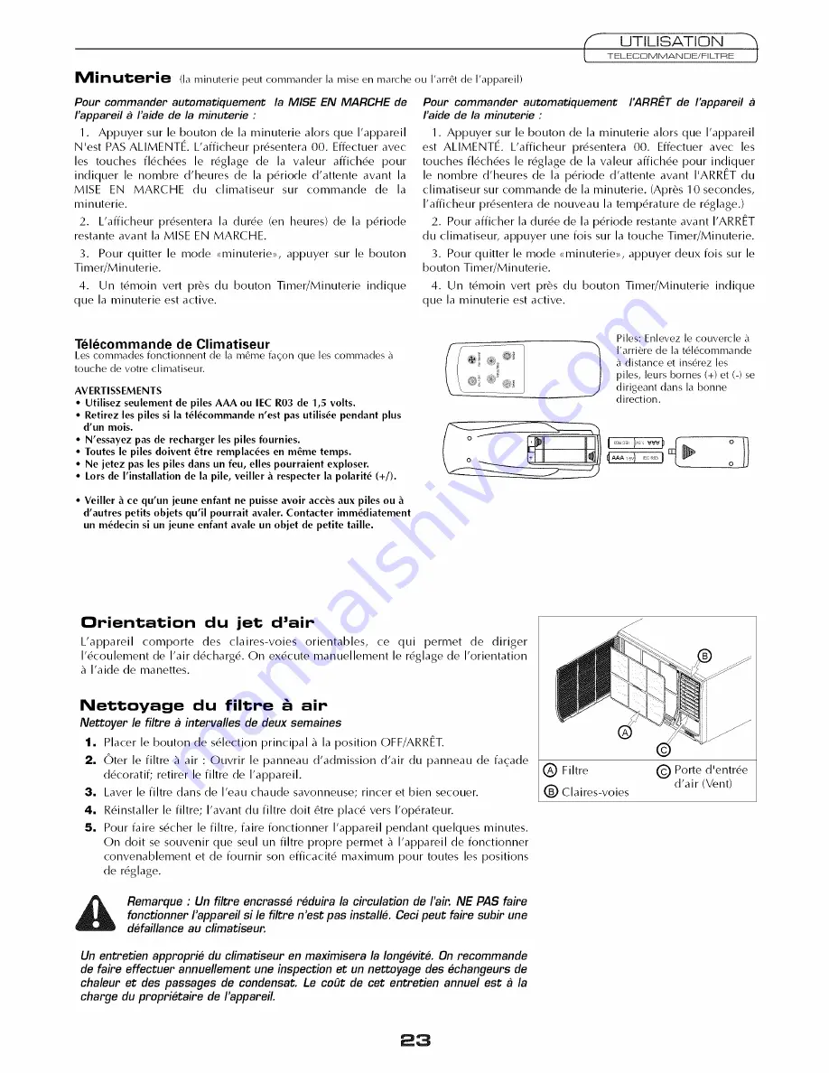 Fedders 23-23-0355N-003 s Installation & Operation Manual Download Page 23