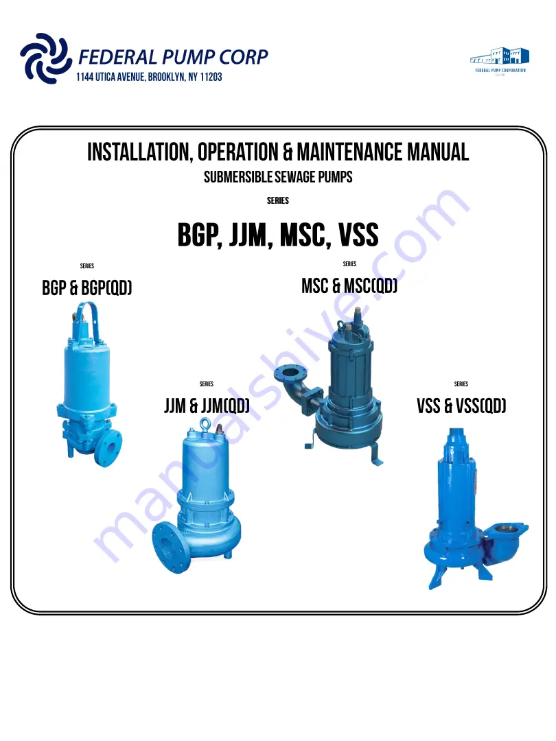 Federal Pump BGP Series Скачать руководство пользователя страница 1