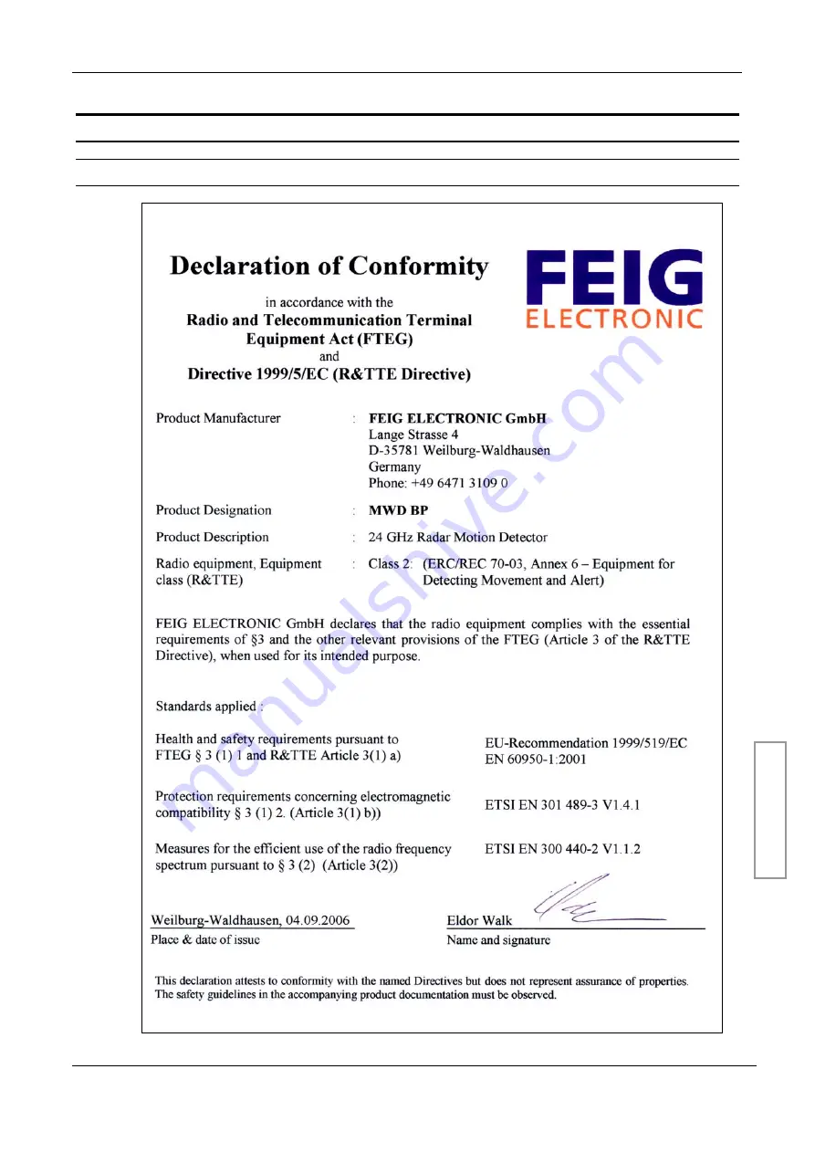 Feig Electronic MWD BP Manual Download Page 83