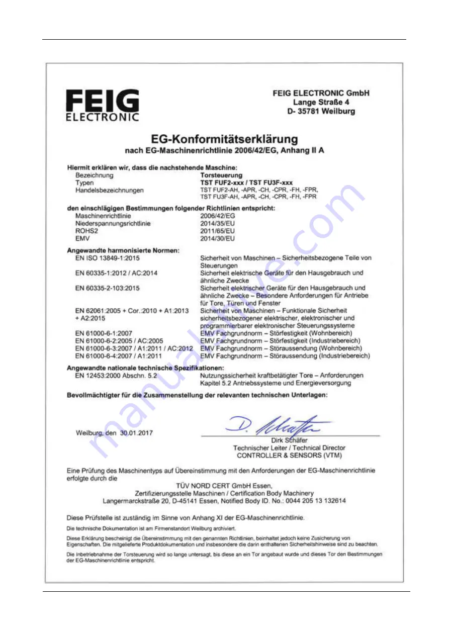 Feig Electronic TST FUF2 Series Assembly Instructions Manual Download Page 113