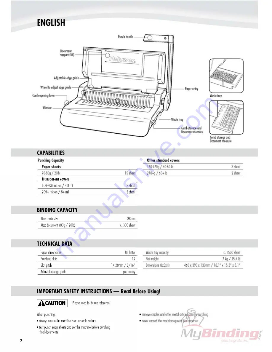 Fellowes Pulsar E 300 Instruction Manual Download Page 3