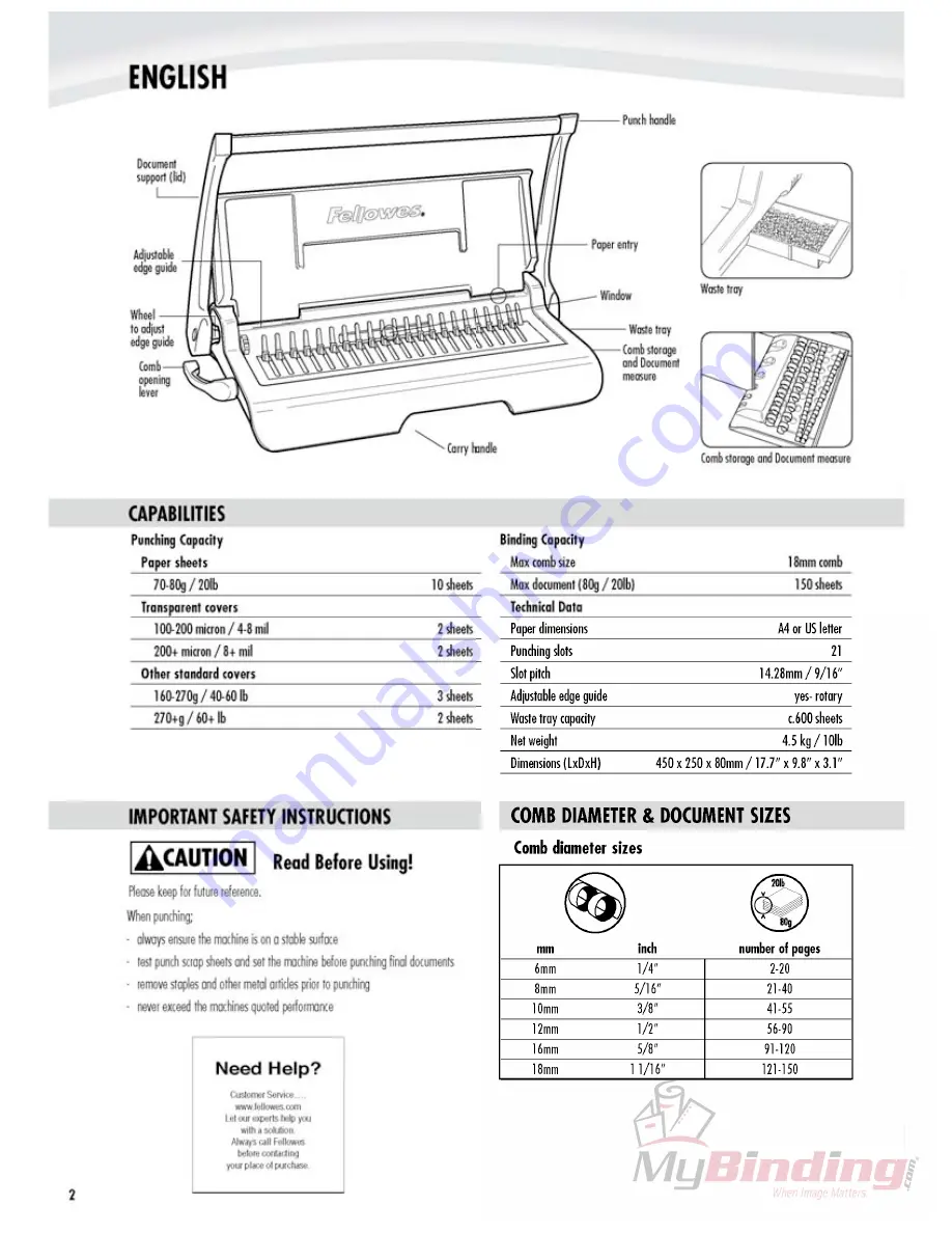 Fellowes Star 150 Instruction Manual Download Page 3