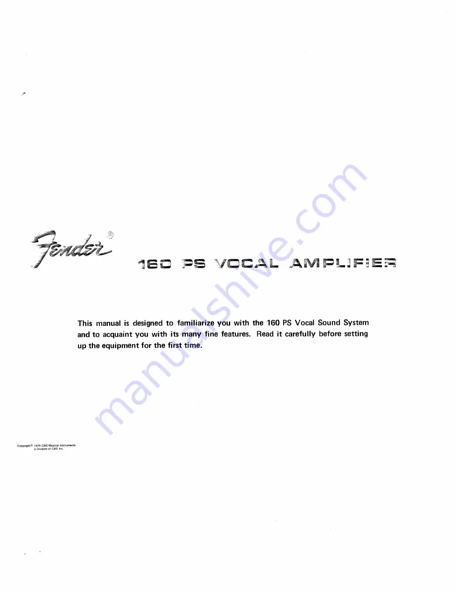 Fender 160 PS Manual Download Page 2