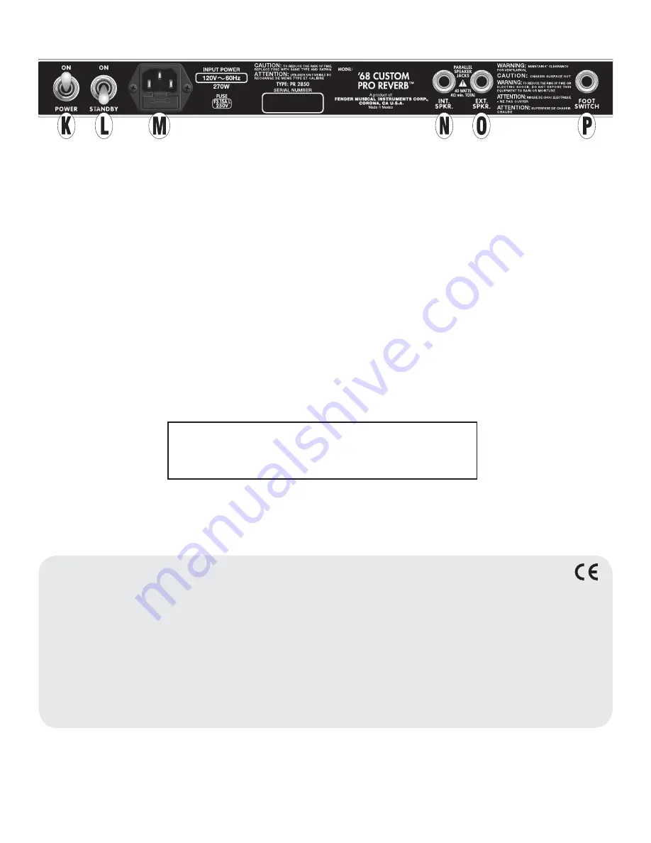 Fender '68 CUSTOM PRO REVERB Owner'S Manual Download Page 13