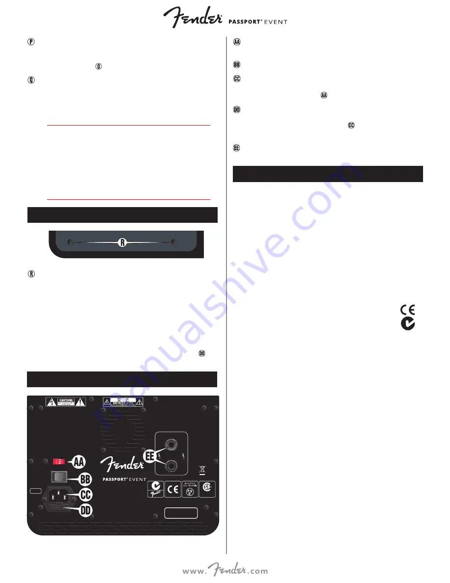 Fender 6946000000 Owner'S Manual Download Page 31