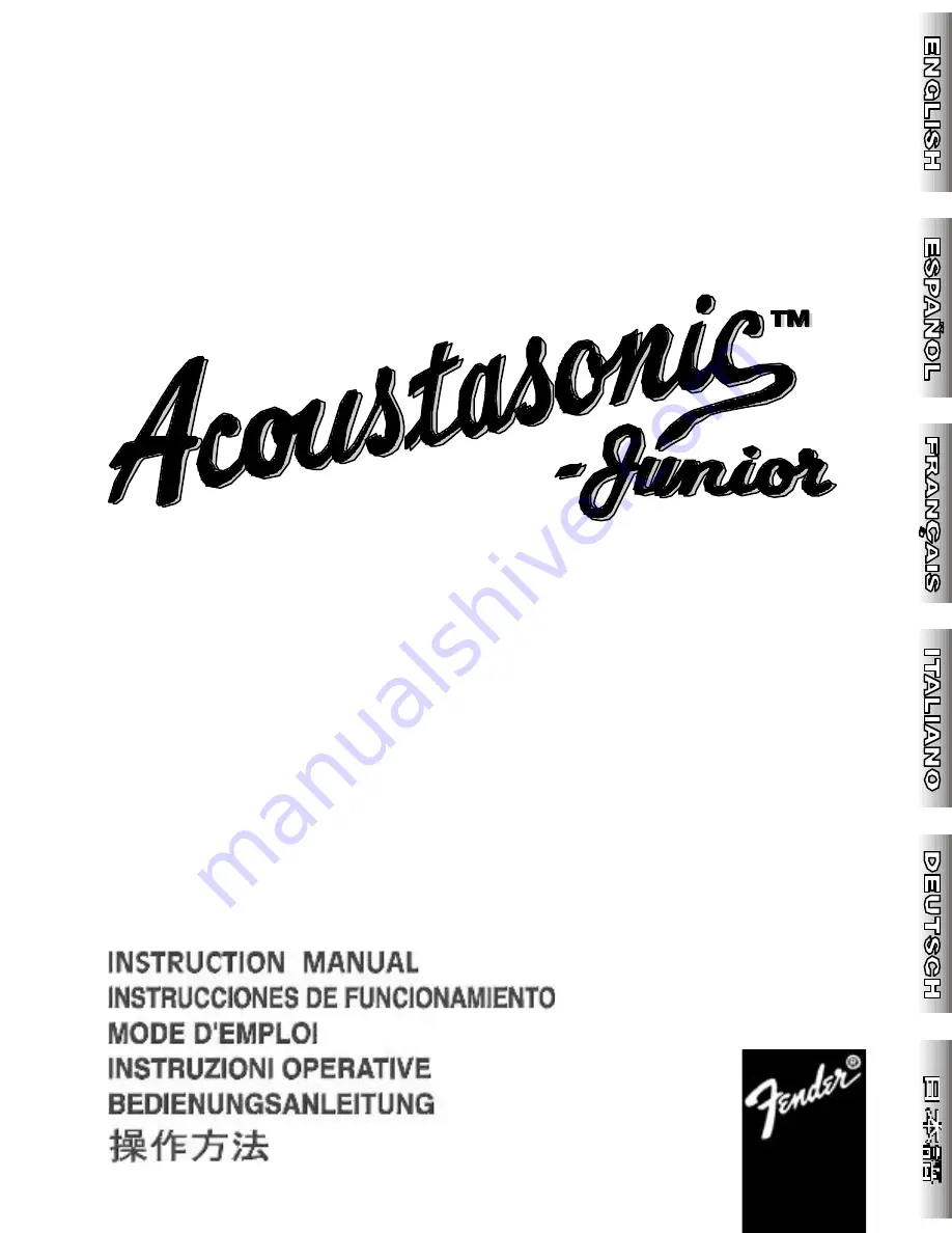 Fender Acoustasonic Junior Instruction Manual Download Page 1