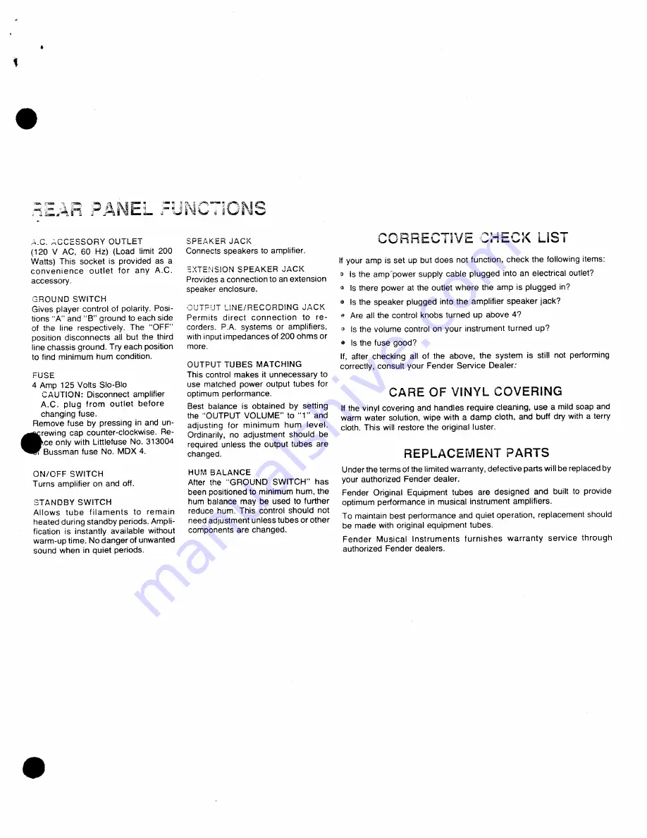 Fender Bassman 135 Owner'S Manual Download Page 6