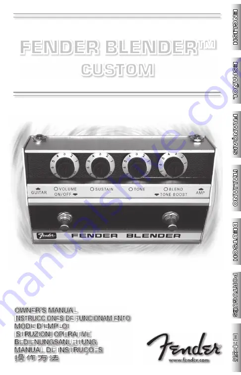 Fender Blender Custom Owner'S Manual Download Page 1