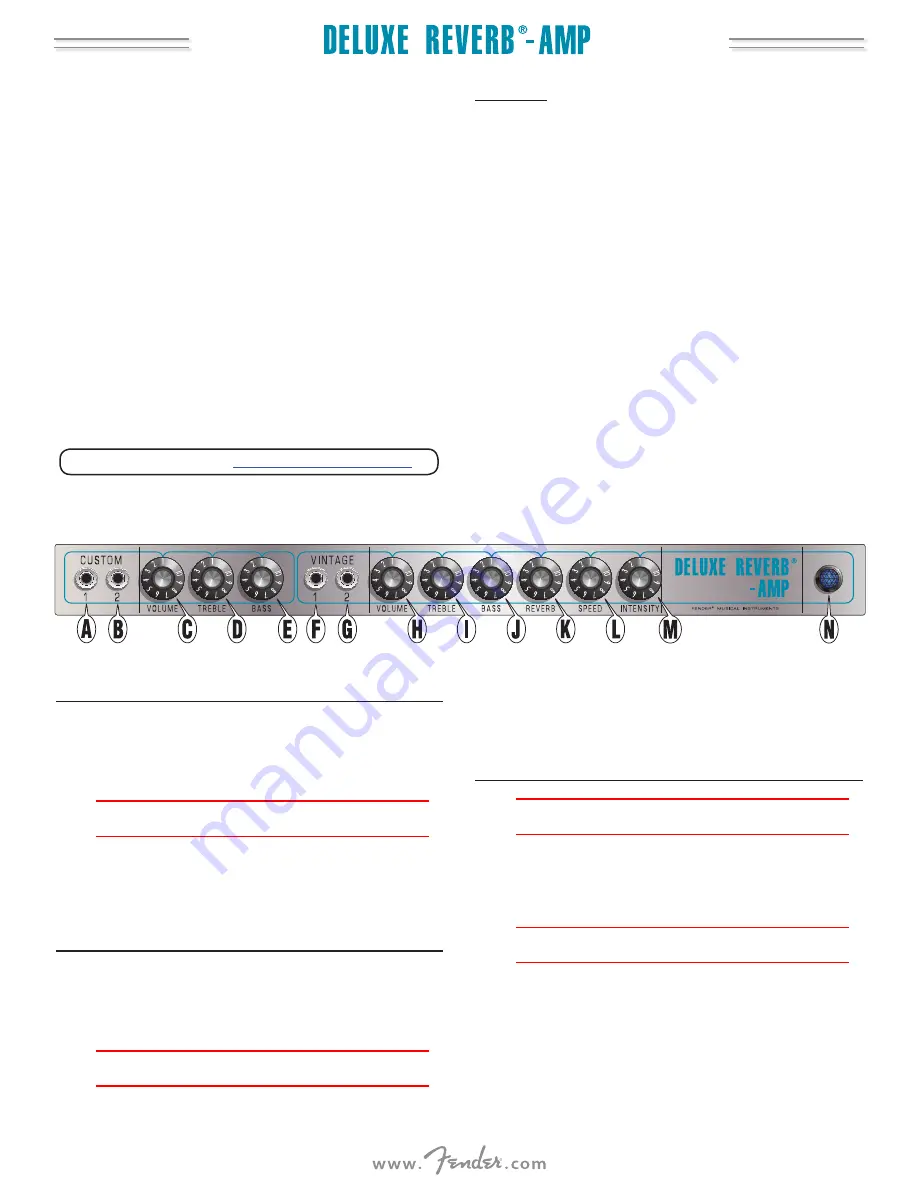 Fender Deluxe Reverb-AMP Owner'S Manual Download Page 14