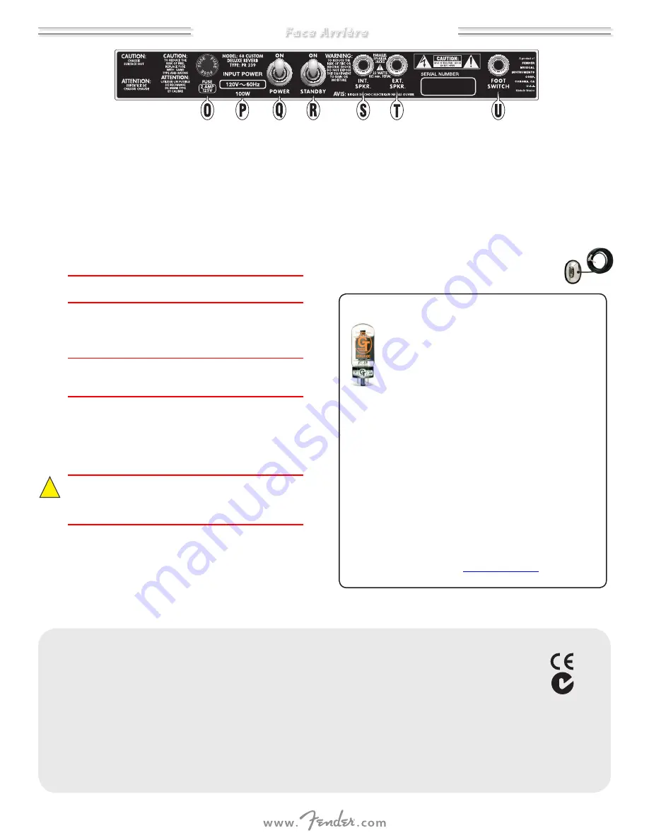 Fender Deluxe Reverb Owner'S Manual Download Page 13