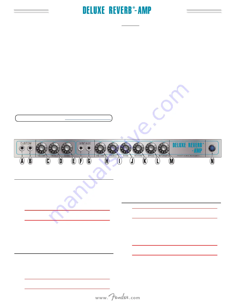 Fender Deluxe Reverb Owner'S Manual Download Page 18