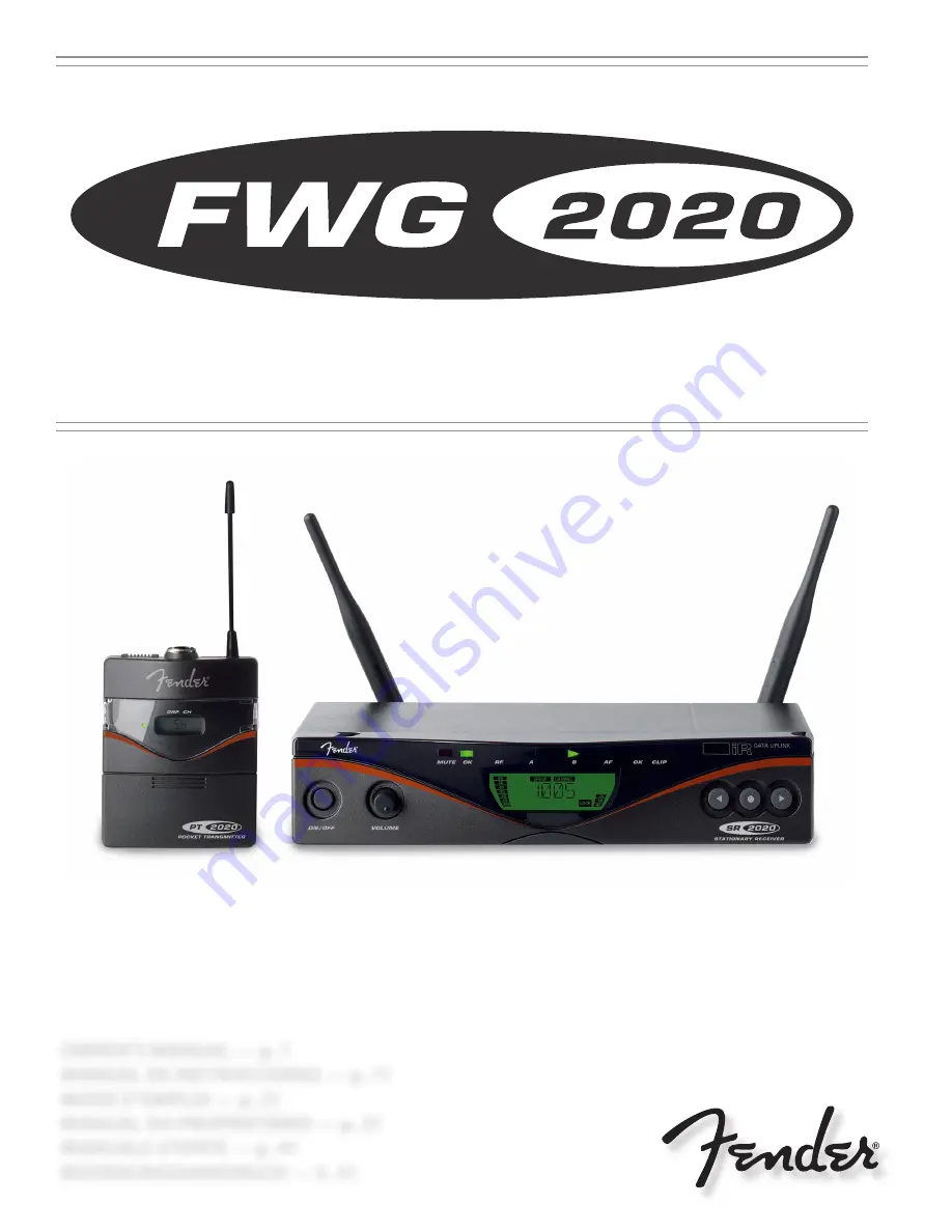 Fender FWG 2020 Owner'S Manual Download Page 1