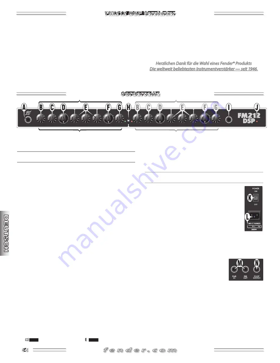 Fender Guitar FM 212 DSP Owner'S Manual Download Page 14