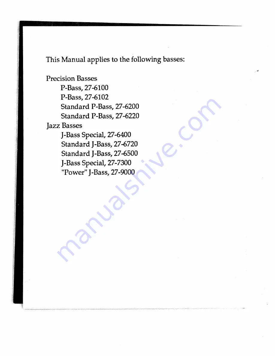 Fender JAZZ BASS SPECIAL Manual Download Page 2