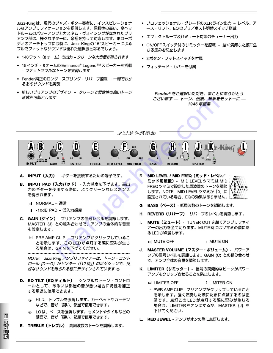 Fender Jazz-King Owner'S Manual Download Page 18