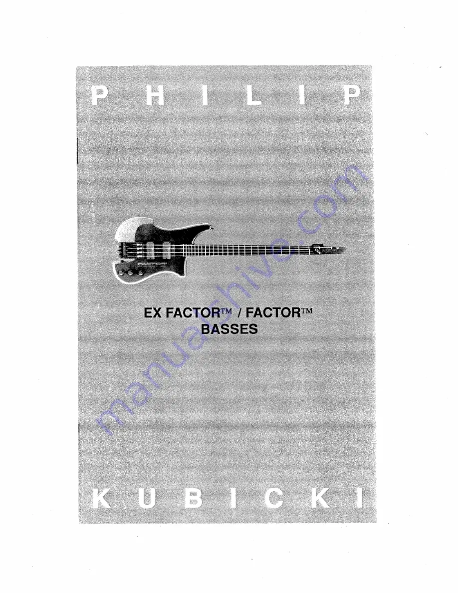 Fender KUBICKI BASSES Manual Download Page 1