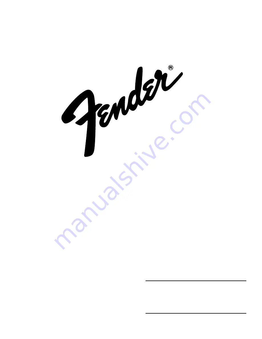 Fender P/N 030780 Owner'S Manual Download Page 1