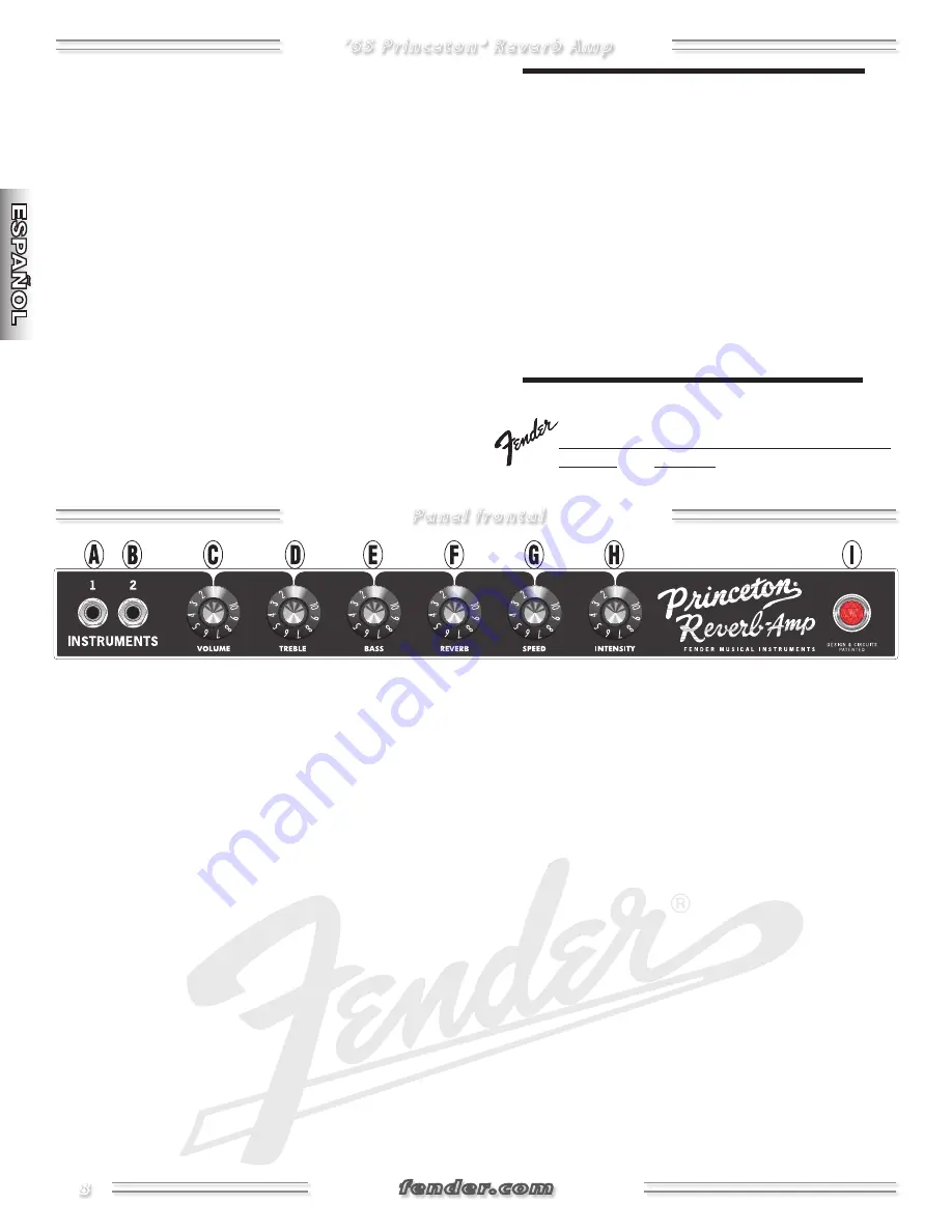 Fender Princeton Reverb Amp Owner'S Manual Download Page 8