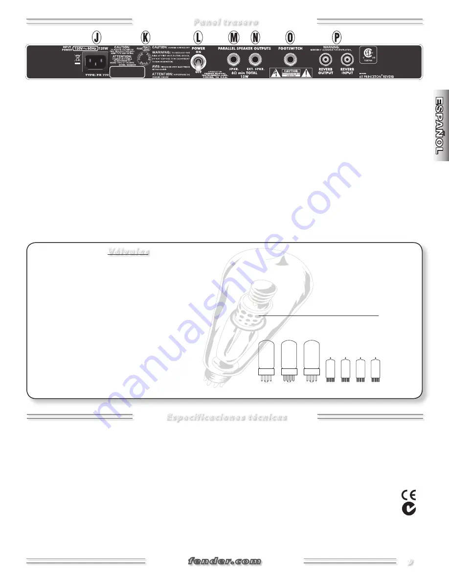 Fender Princeton Reverb Amp Owner'S Manual Download Page 9