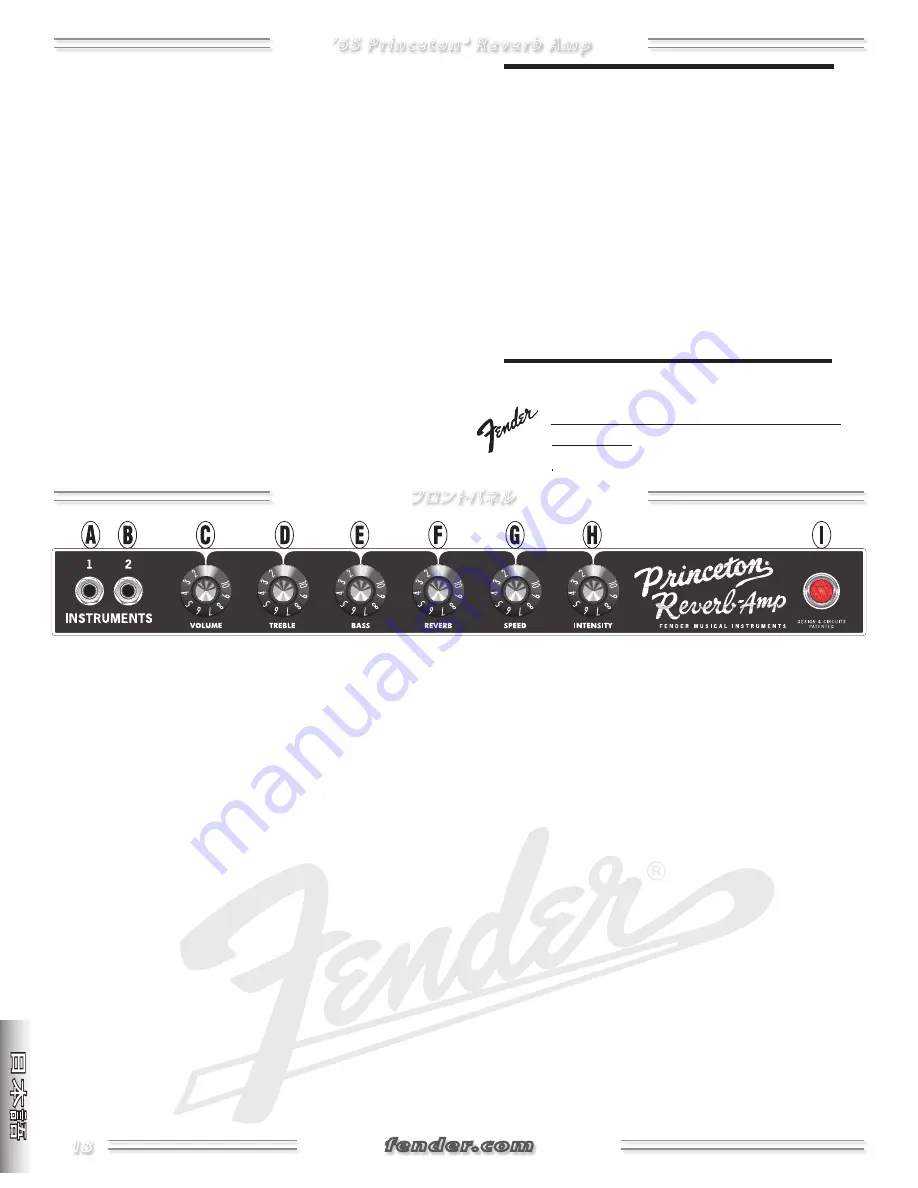 Fender Princeton Reverb Amp Owner'S Manual Download Page 18