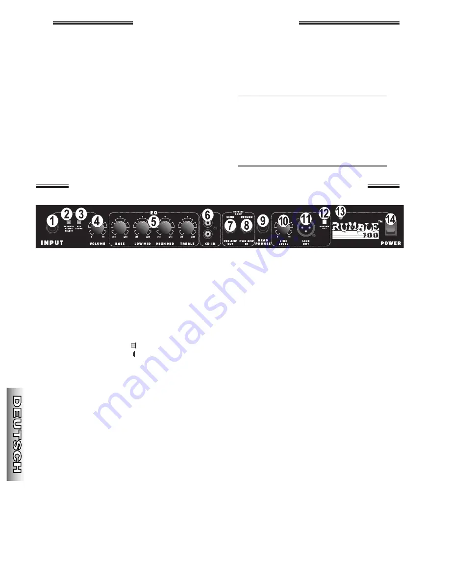 Fender Rumble 100 Operating Instructions Manual Download Page 14