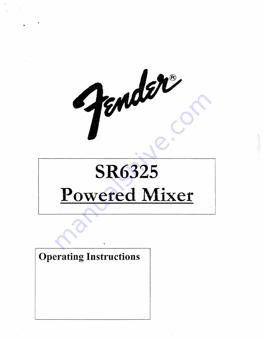 Fender SR6325 Operating Instructions Download Page 1