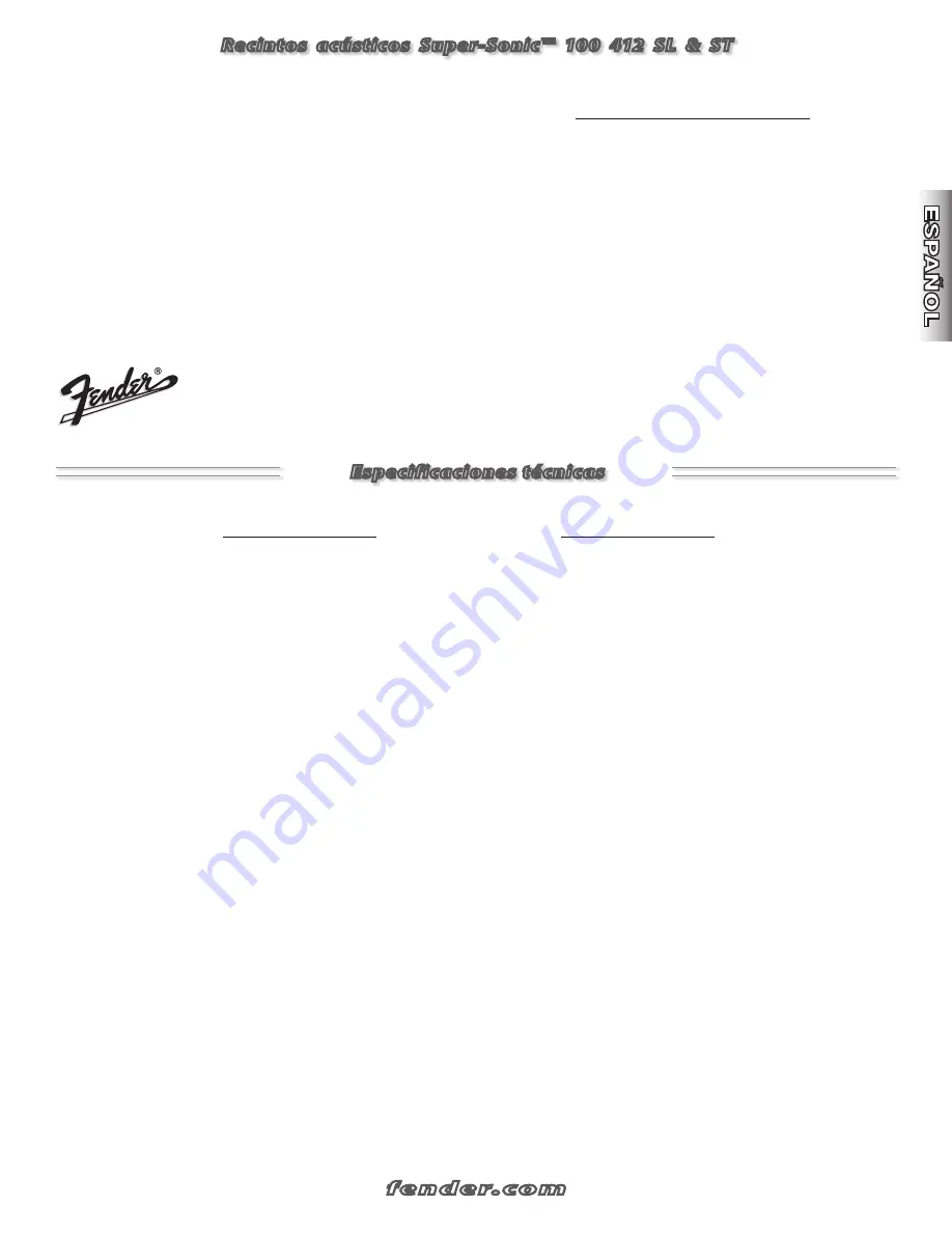 Fender SUPER SONIC 412 ST Owner'S Manual Download Page 5