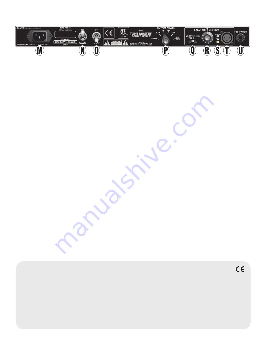 Fender TONE MASTER Deluxe Reverb 2274100000 Owner'S Manual Download Page 5