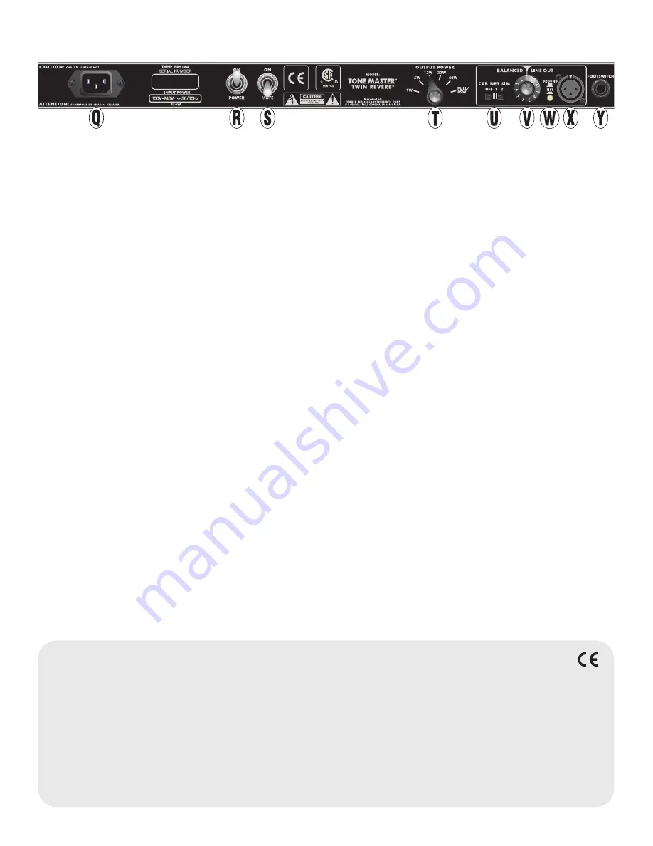 Fender TONE MASTER TWIN REVERB-AMP BLONDE Owner'S Manual Download Page 7